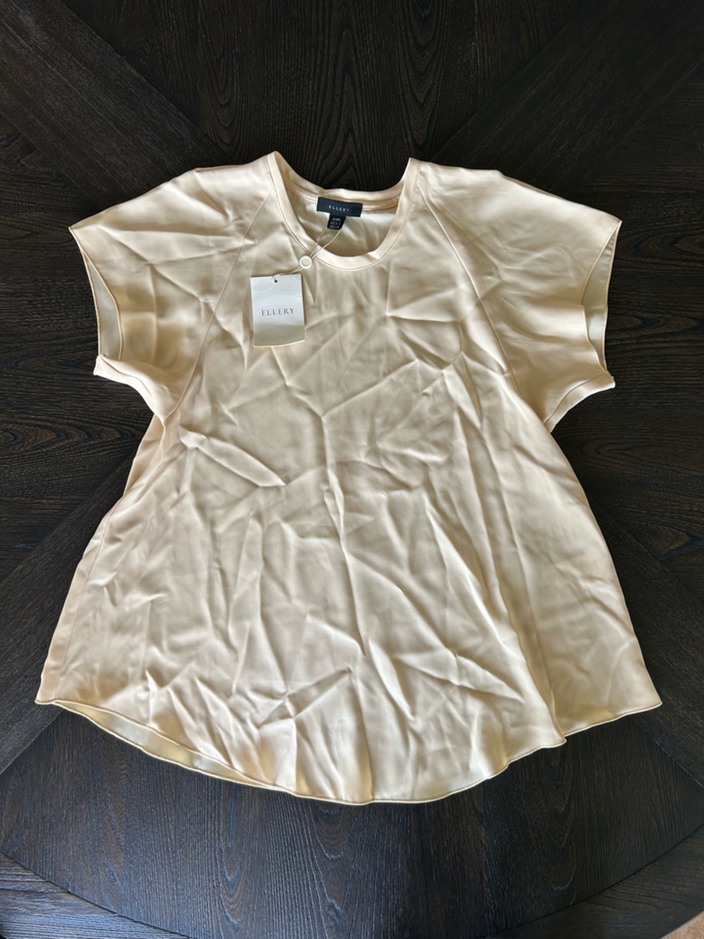 NWT Ellery Cream Crepe Short-Sleeve Blouse Size 8